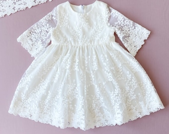 Lace baptism gown long sleeve baptism dress for baby girl lace baptism dress