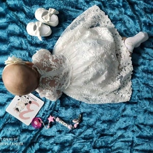 Lace Christening Gown: Cotton Baptism Dress for Baby Girl