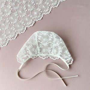 Baptism hat, baptism bonnet, christening bonnet, lace bonnet