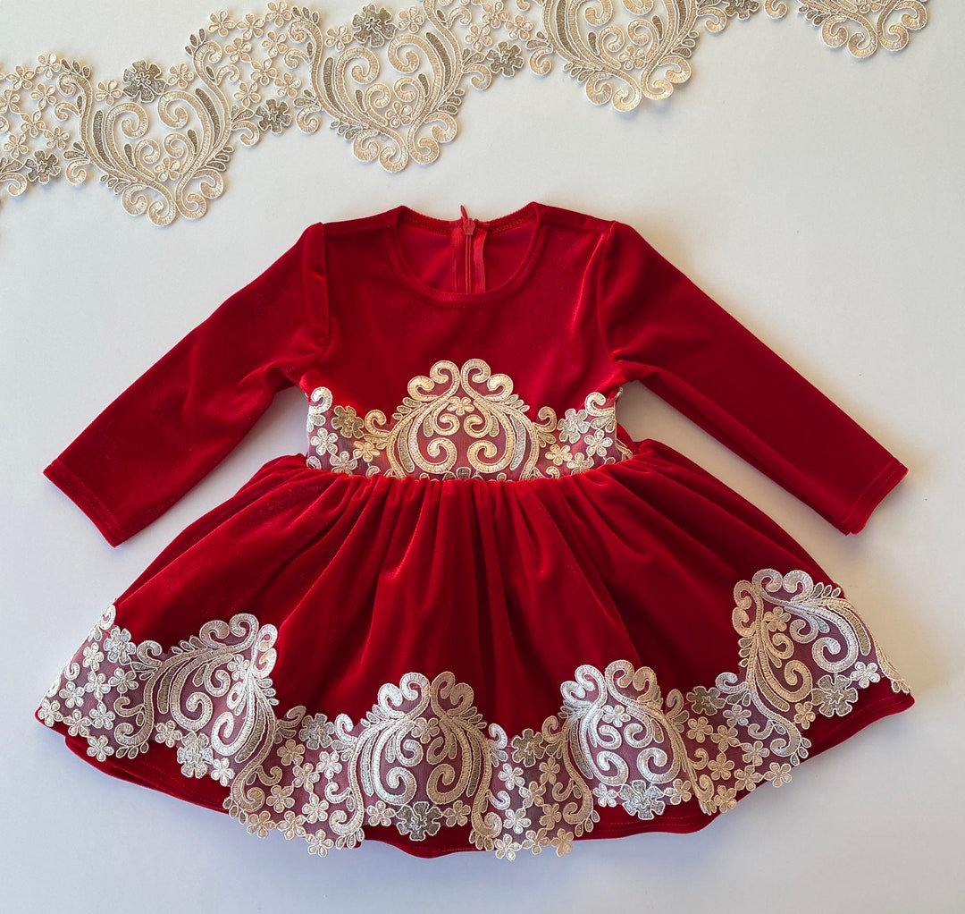 Red Velvet Dress Baby Girl Dress Velvet Baby Girl Dress Etsy