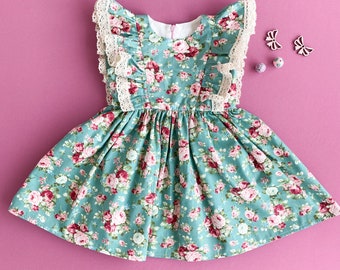 Cottagecore dress, summer girl dress, cottage core dress girl, prairie dress, floral lace cotton dress