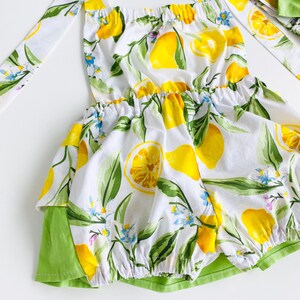 Citrus baby shower gift, lemon baby bloomer, 1st birthday citrus outfit, summer girl citrus outfit image 4
