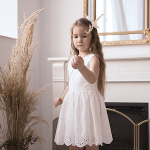 Boho Cotton Flower Girl Dress: Ivory Lace Toddler Dress