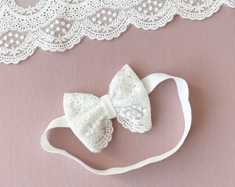 Baby headband, lace baby girl headband, baptism favors, baby girl gift