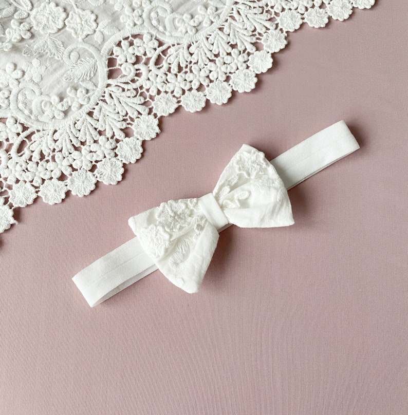 Baby girl headband for baptism, christening headband, baby baptism outfit image 3