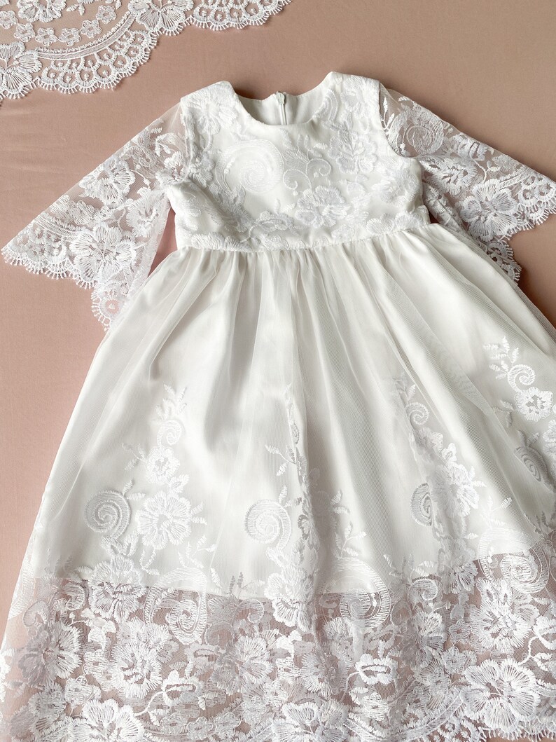 White Christening Gown Set for Baby Girl White Baptism Dress Etsy