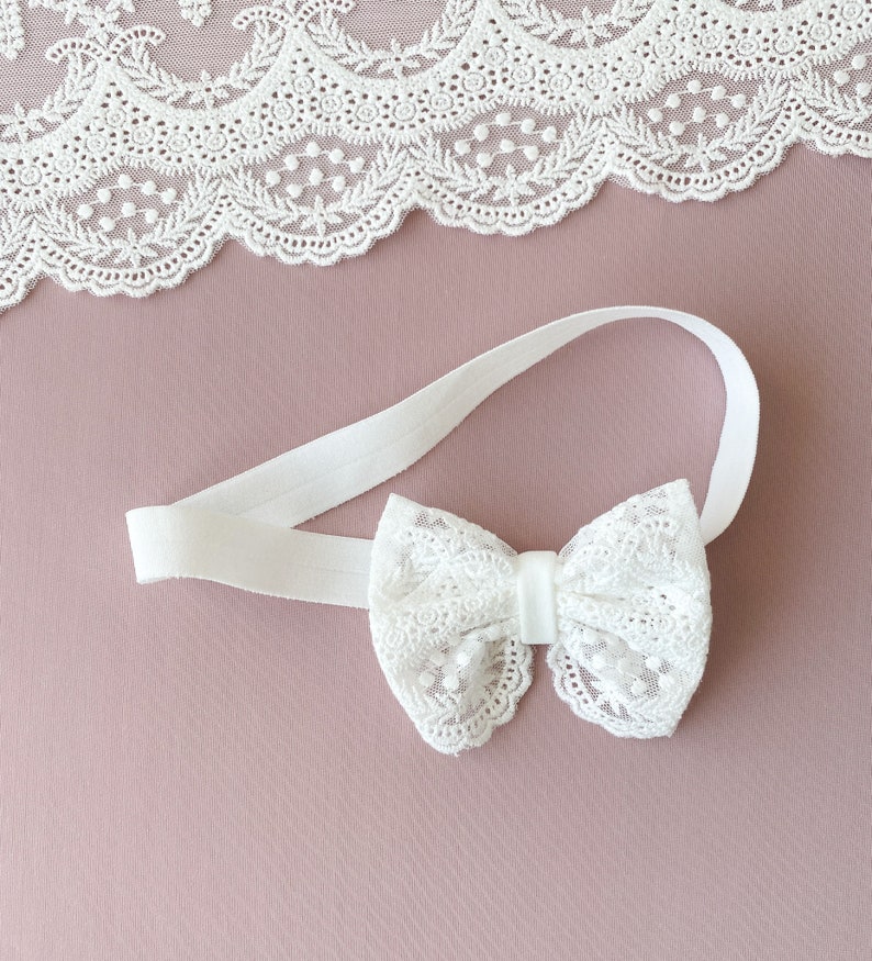 Baby headband, lace baby girl headband, baptism favors, baby girl gift 画像 5