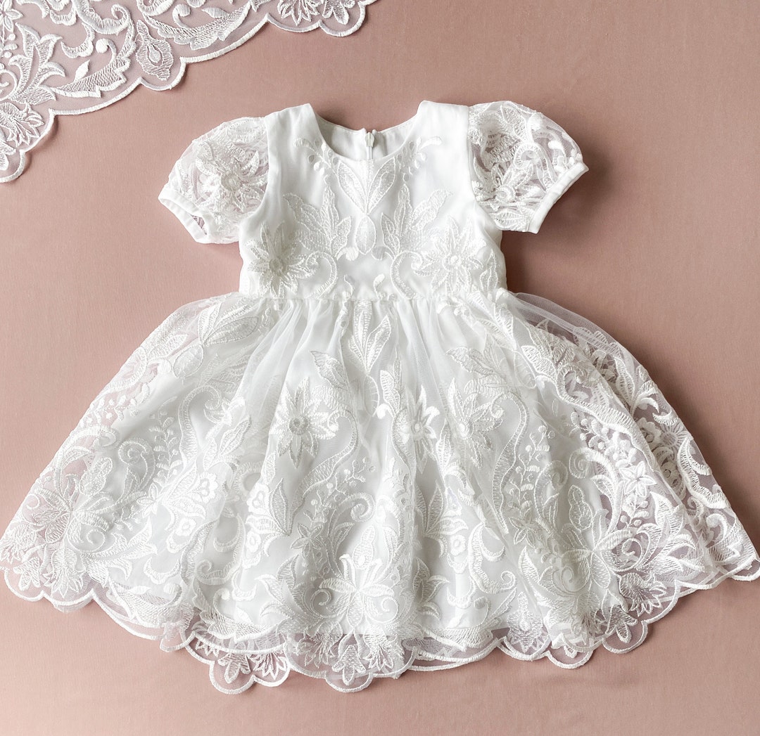 Bespoke Organic Cotton Christening Dress and Bonnet in Light Pink