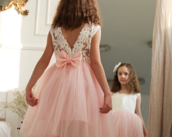 Flower girl dress tutu, toddler flower girl dresses, pink flower girl dress