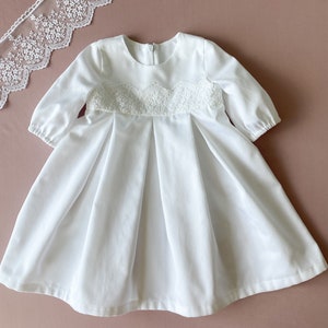 White baptism dress for baby girl, christening lace gown