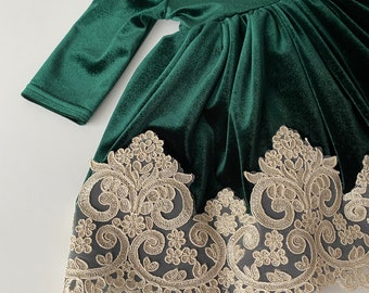 Green Velvet Baby Dress: Christmas Girl Outfit