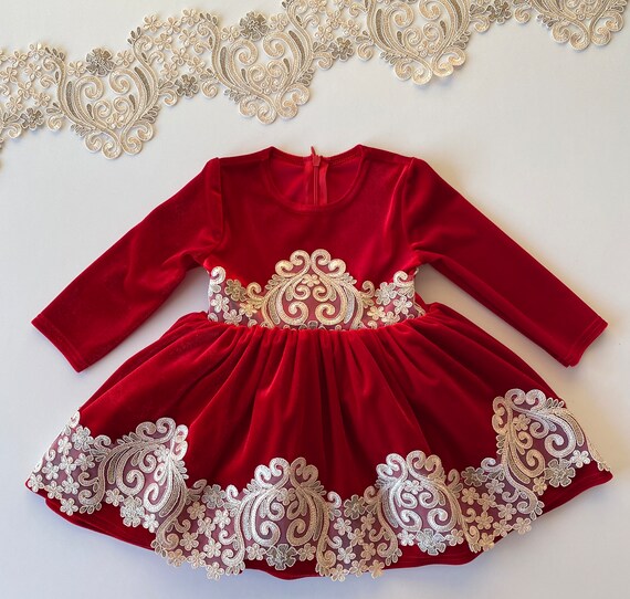 Red Velvet Dress Baby Girl Dress Velvet Baby Girl Dress - Etsy Singapore