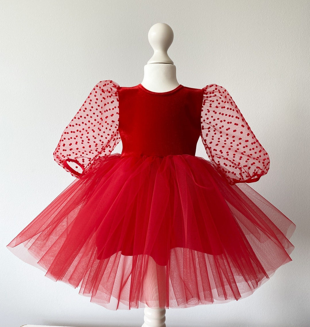 Baby Christmas Dress, Holiday Clothing, Christmas Dress Toddler, Red Christmas Dress, Infant 