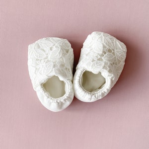 Ivory Lace Baptism Booties: Baby Christening Shoes