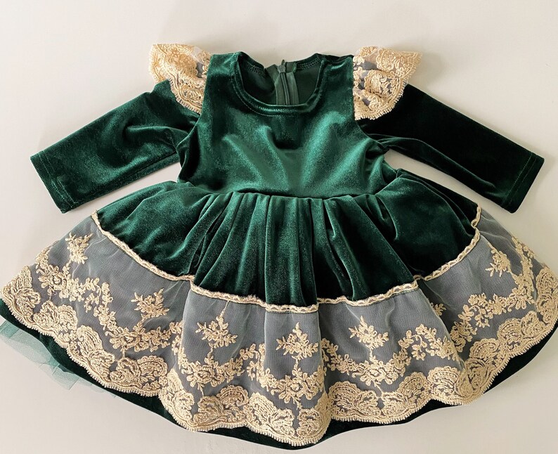 Girls Green Dress emerald green toddler velvet green dress Etsy