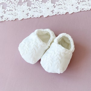 Baby shoes, baby girl baptism shoes, baptism booties, ivory baptism booties, baby girl baptism gift, baby shower gifts image 4