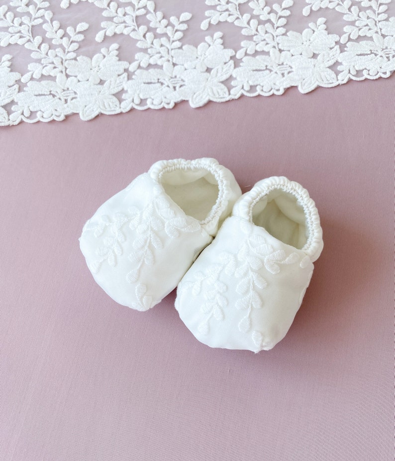 Baby shoes, baby girl baptism shoes, baptism booties, ivory baptism booties, baby girl baptism gift, baby shower gifts image 4