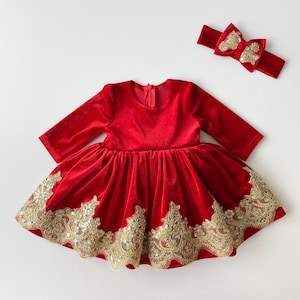 Christmas dresses for girls, red velvet christmas dress, baby girl holiday dress, toddler christmas dress