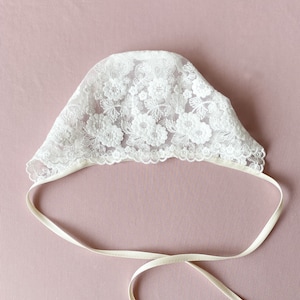 Lace Baby Bonnet: Christening Baptism Hat