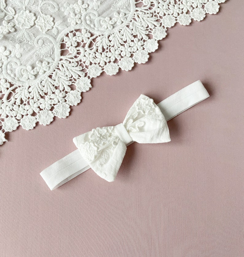 Baby girl headband for baptism, christening headband, baby baptism outfit image 1