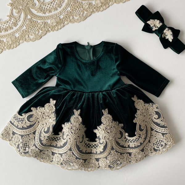 Christmas dress, green christmas dress, 1st christmas dress, forest green dress, victorian dress