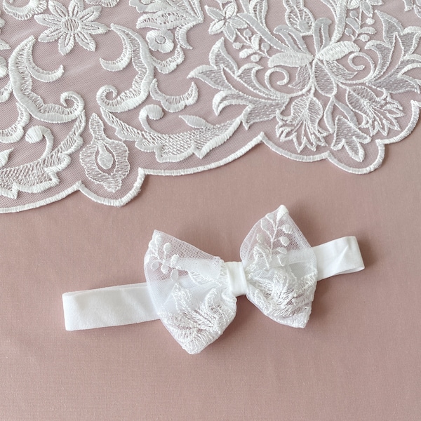 Baby baptism headband, baptism headband, lace baby girl headband