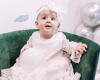 Christening gown, lace christening gown, baptism dress, blessing gown