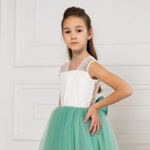Toddler flower girl dress, tulle flower girl dress, baby girl dress sage green, boho flower girl dresses