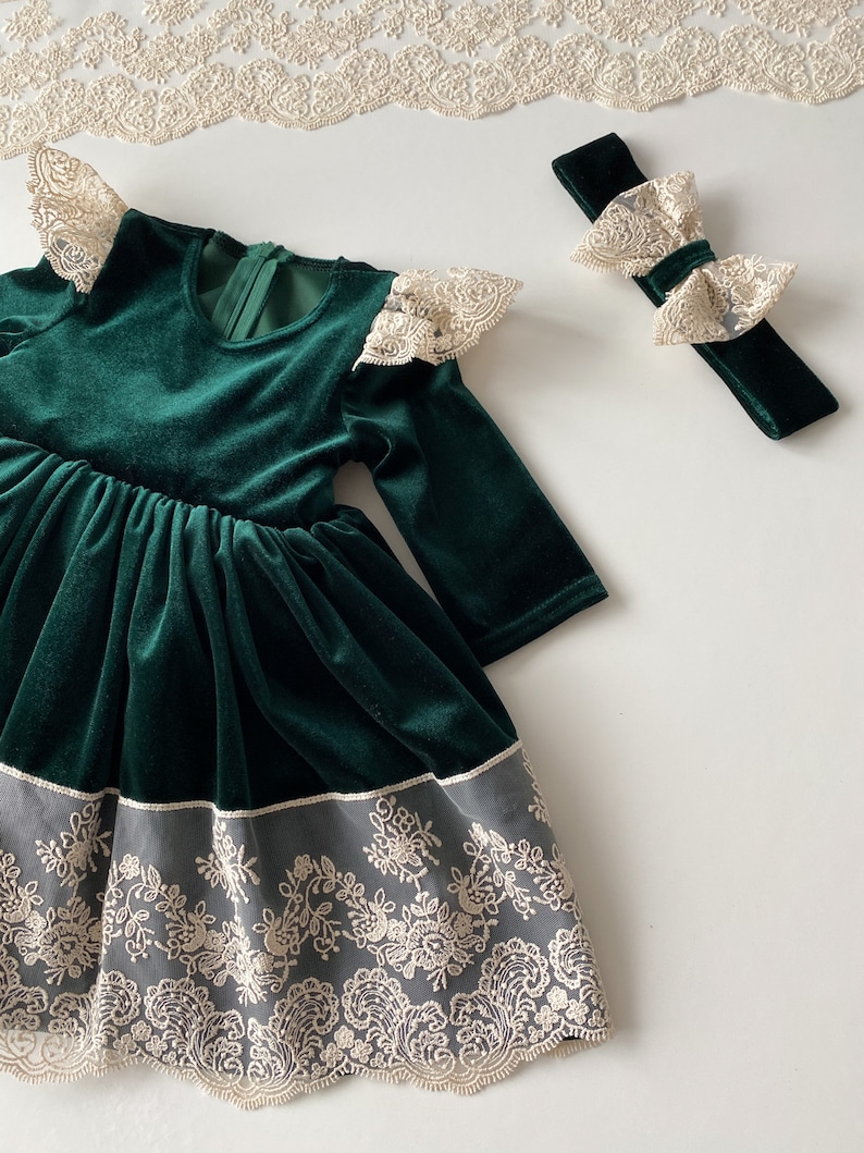 Christmas Dress Toddler Green Velvet Dress Emerald Green Etsy
