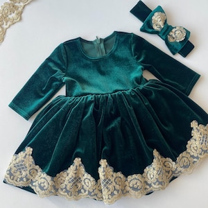 Christmas dress toddler, christmas dress girls, christmas dress green baby girl, emerald green dress girl christmas