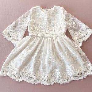 Baptism dress for baby girl, christening gown, ivory lace baptism dress, girl blessing dress, baptism gown