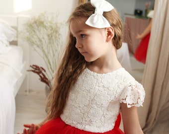 Ivory Lace Flower Girl Dress, Rustic Tulle Tutu Wedding Toddler