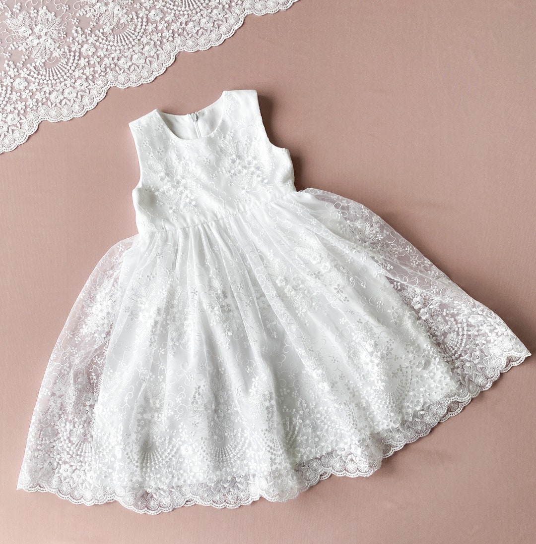 Christening Dress with 3D lace and flowers