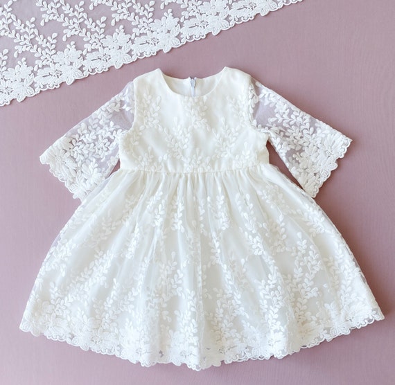 chinese dress ladies Sunnypetal Lace Long Sleeves Baptism Dress for Baby Girl – sunnypetal
