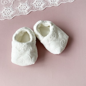 Ivory Baptism Booties: Christening Baby Girl Shoes