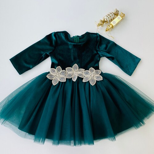 Emerald Flower Girl Dress | Etsy