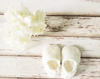 Ivory Lace Baby Shoes: Handmade Christening Outfit