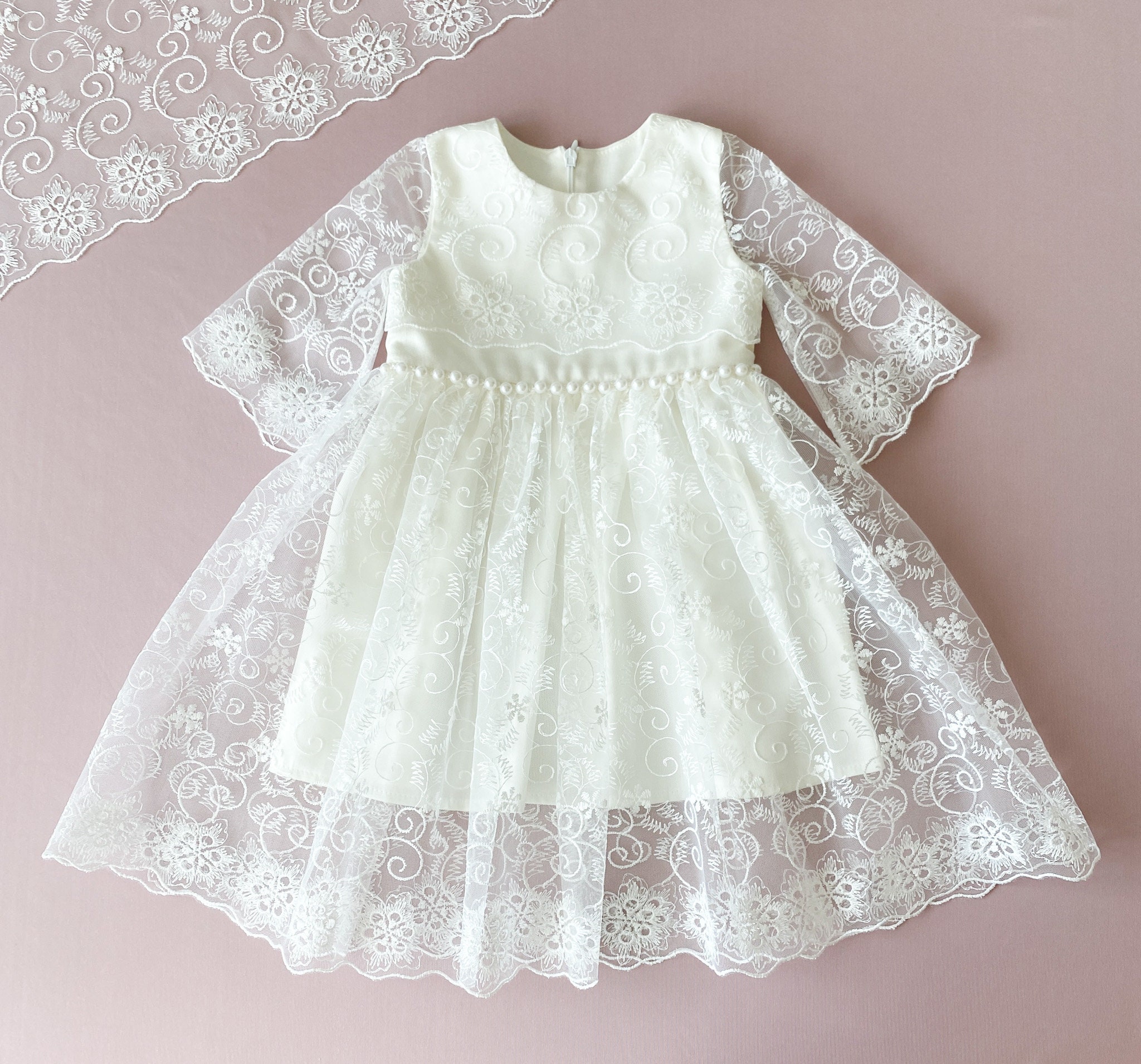 Pamina Camila - robe de baptême bébé fille en taille 6-18 mois/ivoire
