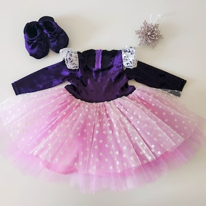 Purple Velvet Flower Girl Dress: Lace & Tulle Bridesmaid Dress