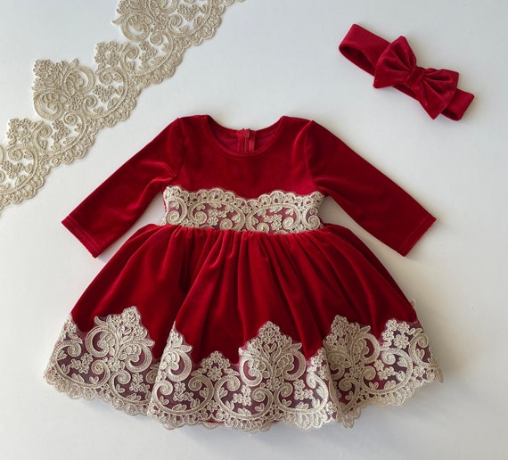 Red Velvet Dress, Baby Girl Dress, Velvet Baby Girl Dress, Special