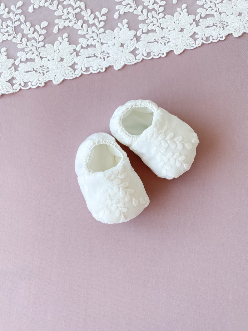 Baby shoes, baby girl baptism shoes, baptism booties, ivory baptism booties, baby girl baptism gift, baby shower gifts image 5
