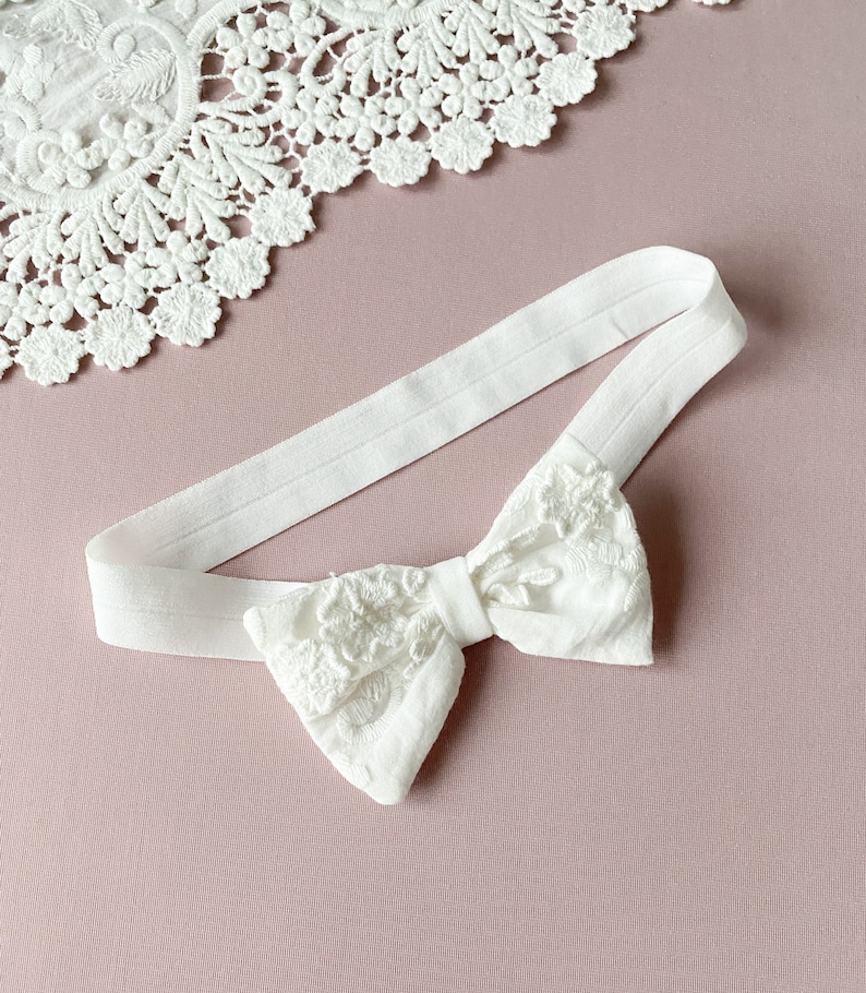 Baby girl headband for baptism, christening headband, baby baptism outfit image 4