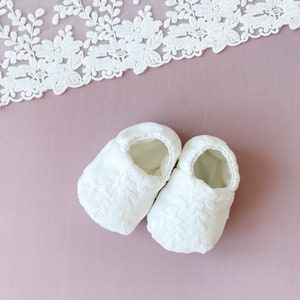 Baby shoes, baby girl baptism shoes, baptism booties, ivory baptism booties, baby girl baptism gift, baby shower gifts image 3