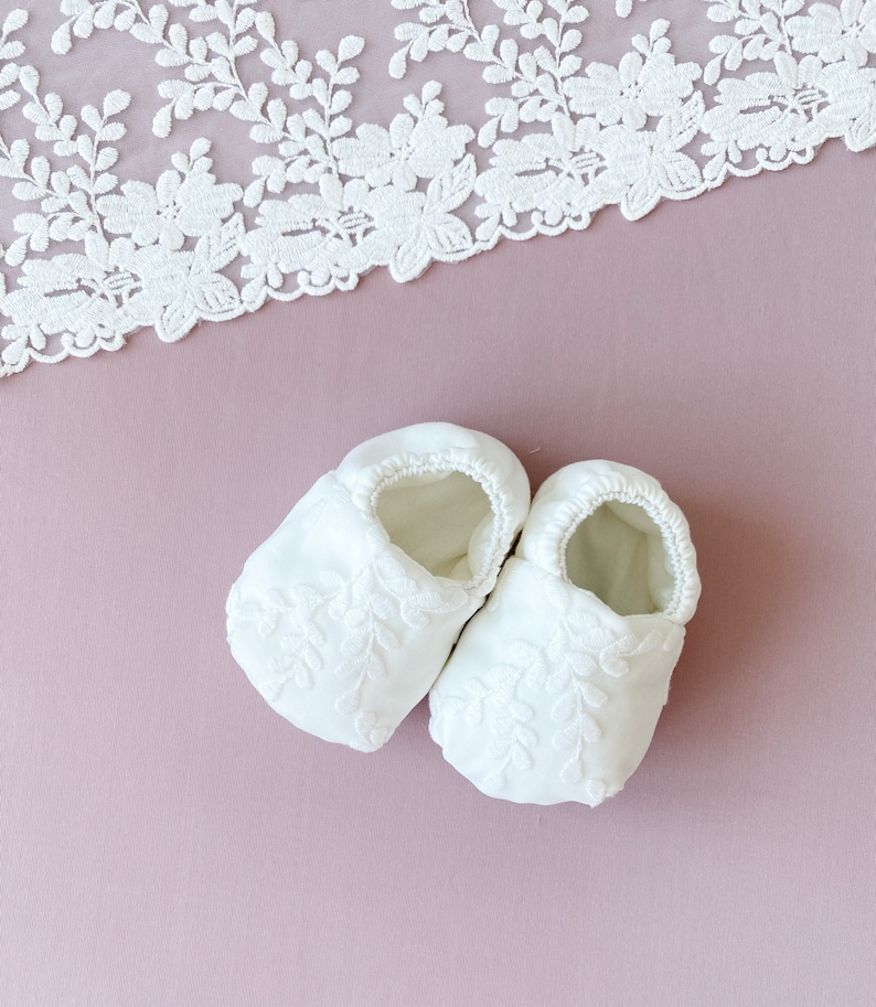 Baby shoes, baby girl baptism shoes, baptism booties, ivory baptism booties, baby girl baptism gift, baby shower gifts image 3