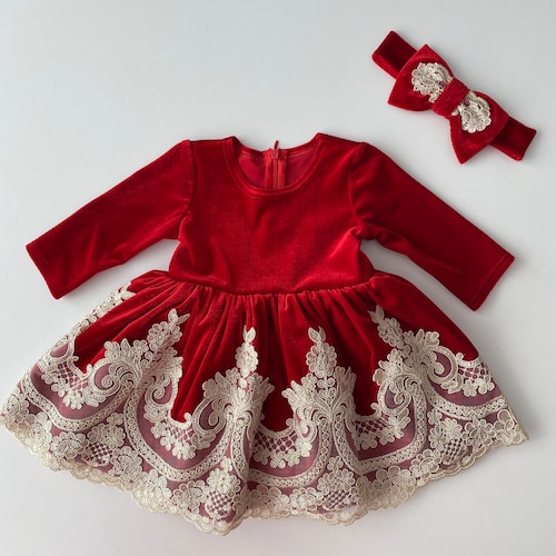 Toddler Christmas Dress Girls Red Christmas Baby Girl Dress Etsy