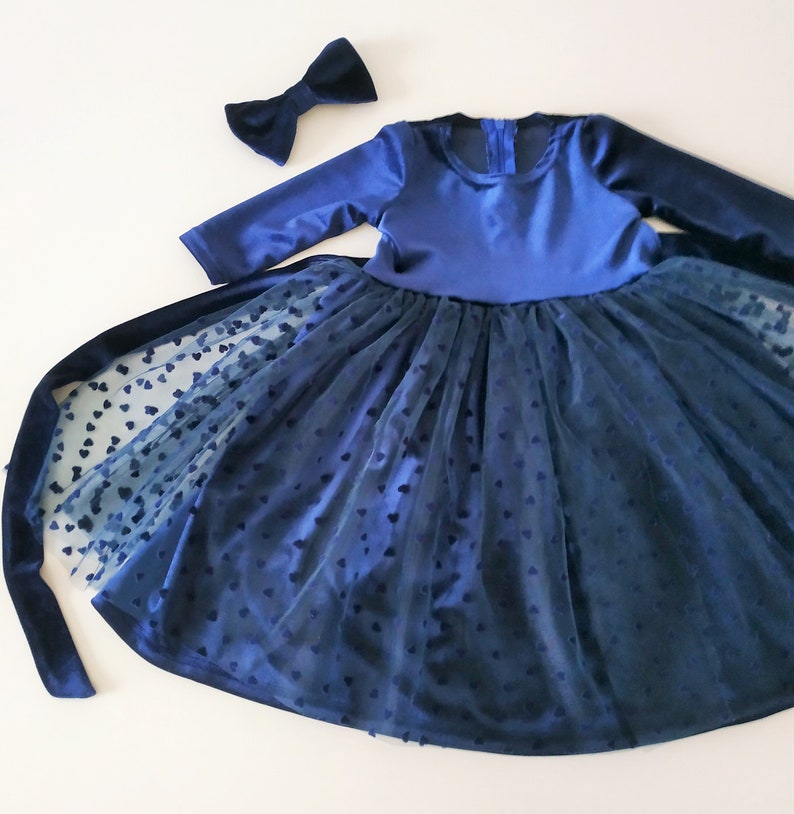 Wedding Guest Dress Blue Baby Girl Velvet Dress Pageant Dress - Etsy