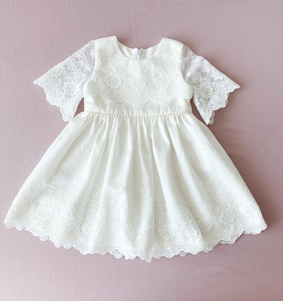 Baptême Robe bébé Perle Bébé Fille Robe Baptême Robe Blanche bébé fille robe  Ivoire Robe bébé dentelle robe de baptême -  France