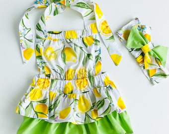 Citrus baby shower gift, lemon baby bloomer, 1st birthday citrus outfit, summer girl citrus outfit