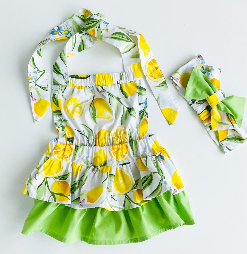 Citrus baby shower gift, lemon baby bloomer, 1st birthday citrus outfit, summer girl citrus outfit image 1