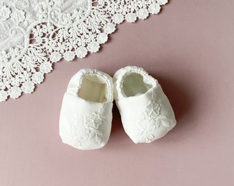 Ivory baptism shoes, christening booties, christening shoes for baby girl